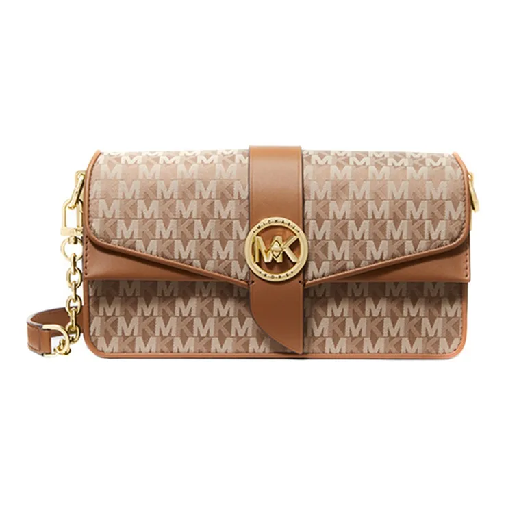 MICHAEL KORS Greenwich Fabric Shoulder Bag, Crossbody Bag Medium Size Women's Acorn Brown-0