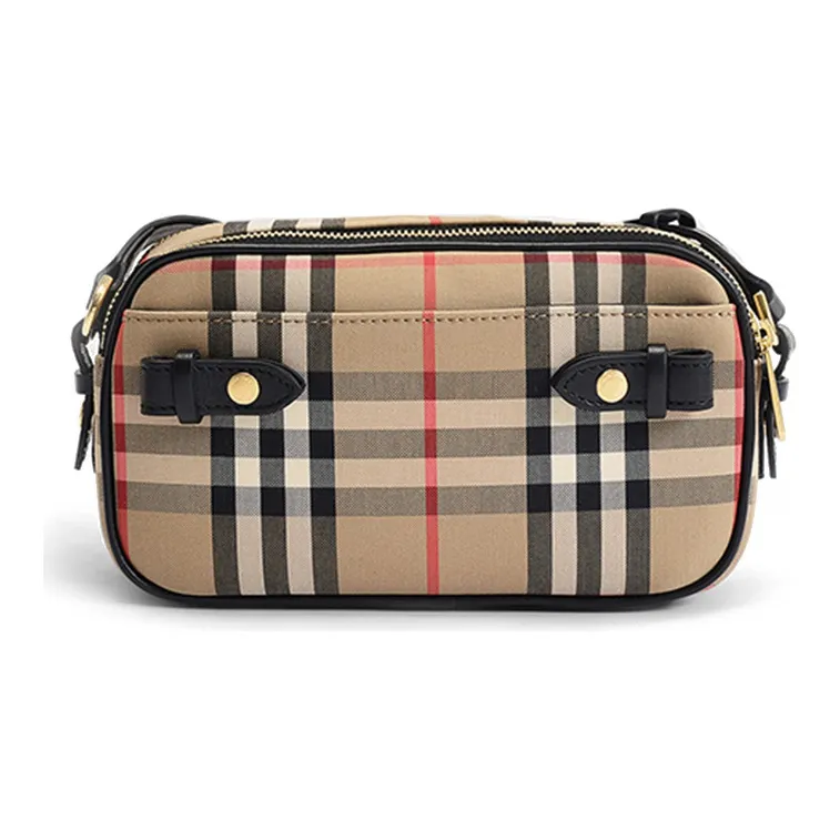Burberry Fabric With Leather Fanny Pack Camera Bag, Shoulder Bag, Crossbody Bag Regular Women's Yellow Brown-1