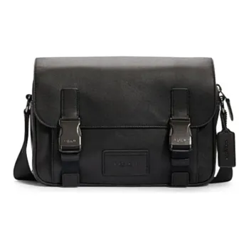COACH Track Cow Leather Laptop Bags Briefcases Messenger Bag Shoulder Bag Crossbody Bag Medium Size Men's Black