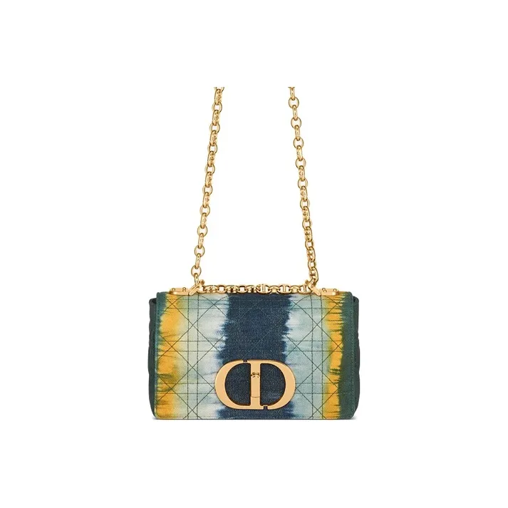 DIOR Caro Multicolor Denim Fabric Shoulder Bag Crossbody Bag Small Size Women's Multicolor-0