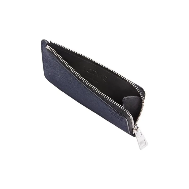 LOEWE Anagram Grained Calfskin Coin Card Holder Men's Blue-3