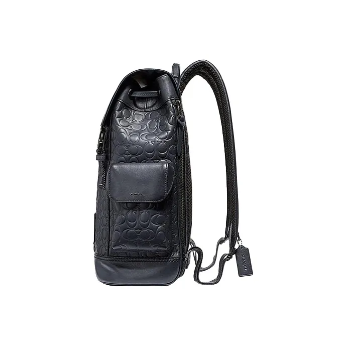 COACH Rivington Classic Monogram Canvas With Leather Backpack Large Size Unisex Marine Blue-1
