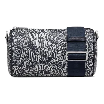 DIOR Stussy Collaboration Grained Cow Leather Messenger Bag Shoulder Bag Crossbody Bag Men's Navy