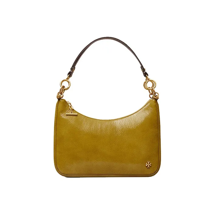 TORY BURCH Leather, Patent Leather New Moon Shoulder Bag Medium Size Women's Sweet Yellow Pear-0
