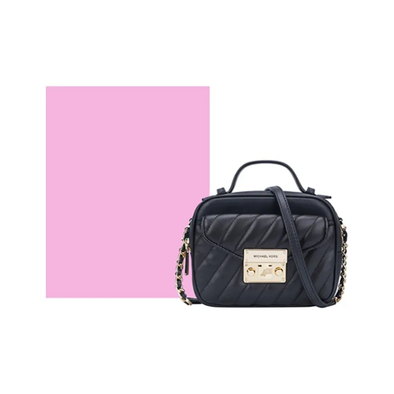 MICHAEL KORS Rose Leather Camera Bag, Crossbody Bag, One Shoulder Handbag Trumpets Women's Pure Black-5