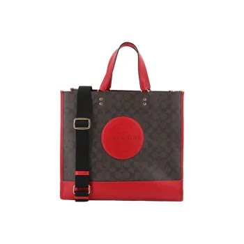COACH Dempsey PVC Tote Large Size Women's Dark Brown