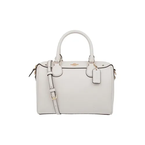 COACH Bennett Leather Boston Bag, Shoulder Bag, Crossbody Bag, Handbag Mini Women's Chalk White