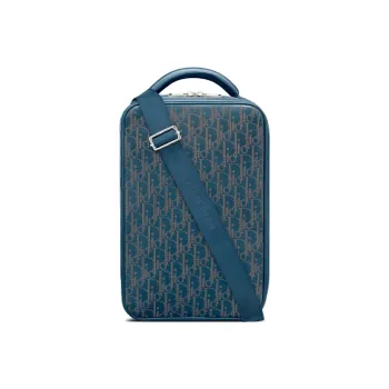 DIOR Cow Leather Shoulder Bag Men's Navy