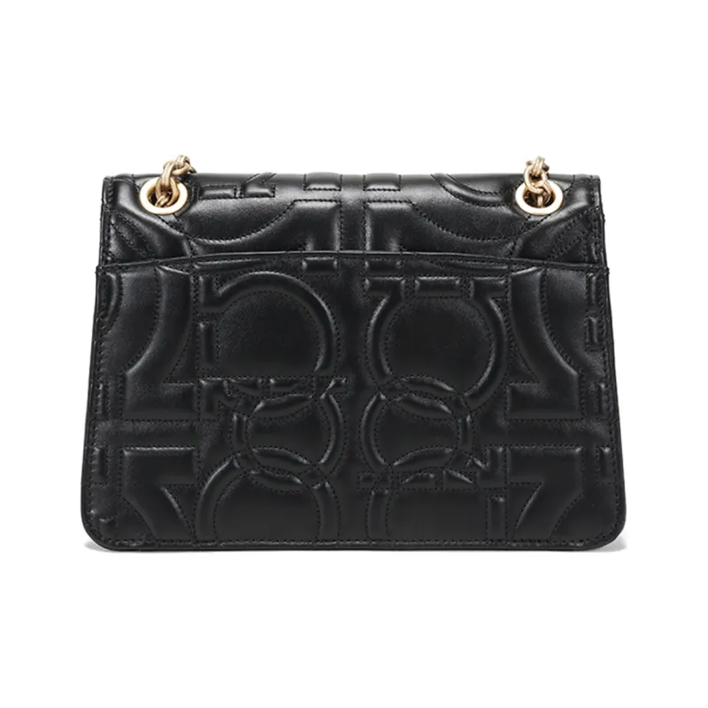 FERRAGAMO Cow Leather Shoulder Bag Women's Black-3