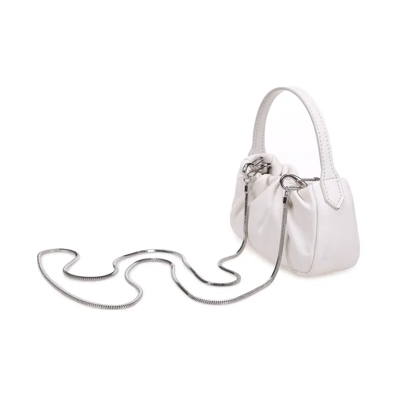 QULU Sheepskin Shoulder Bag Crossbody Bag Handbag Mini Women's White-1