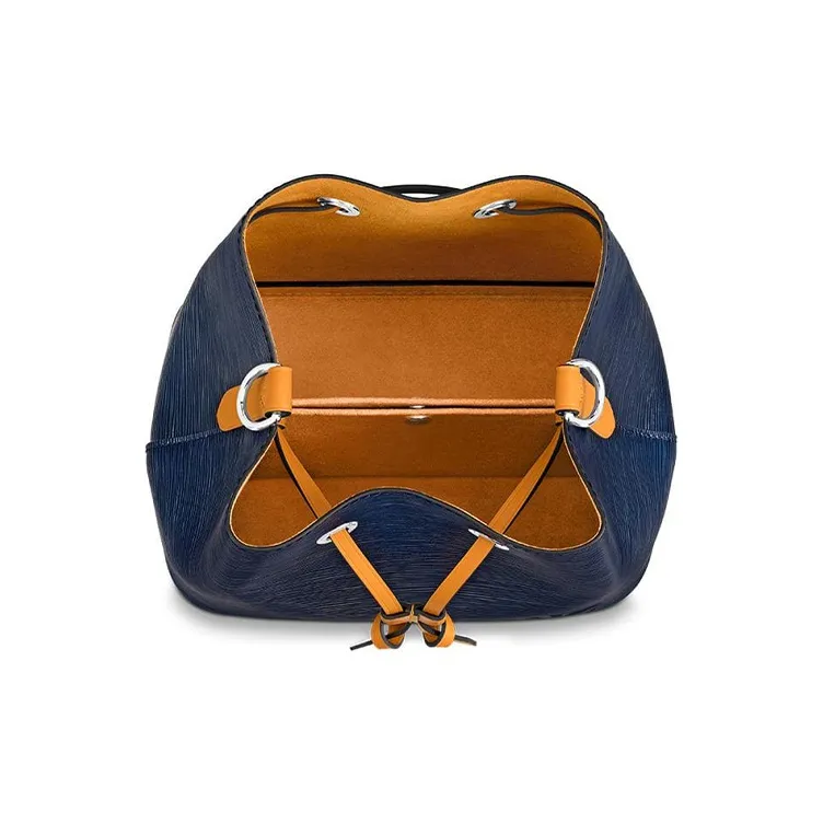 LOUIS VUITTON Cow Leather Bucket Bags Shoulder Bag Crossbody Bag Handbags Mini Women's Indigo/Jiang Yellow Lining-3