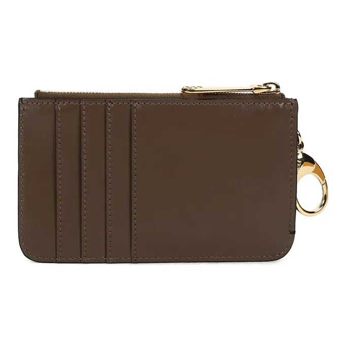 FENDI Cow Leather Coin Purse Women's Brown Black-3