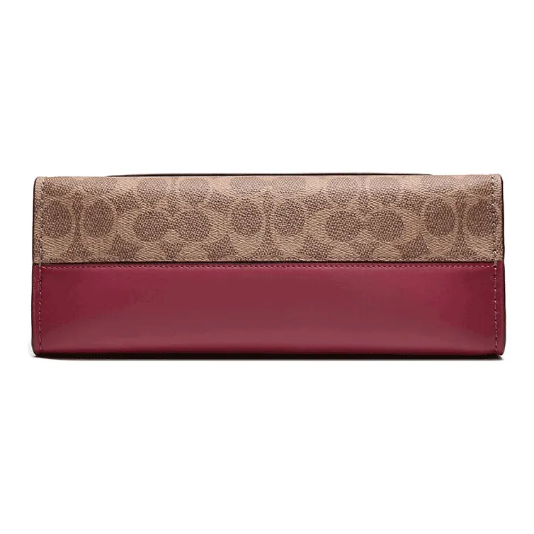 COACH Parker Canvas Crossbody Bag, Shoulder Bag Women's Red & Brown-4