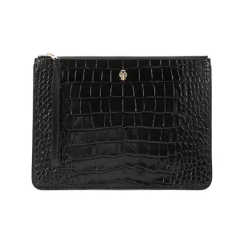 Alexander McQueen Cow Leather Clutch Tubas Women's Black