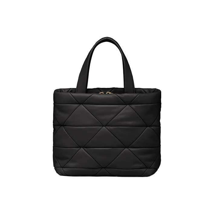 PRADA Soft Sheepskin Patchwork Tote Bag Shopping Bag Handbag Shoulder Bag Women's Black-2
