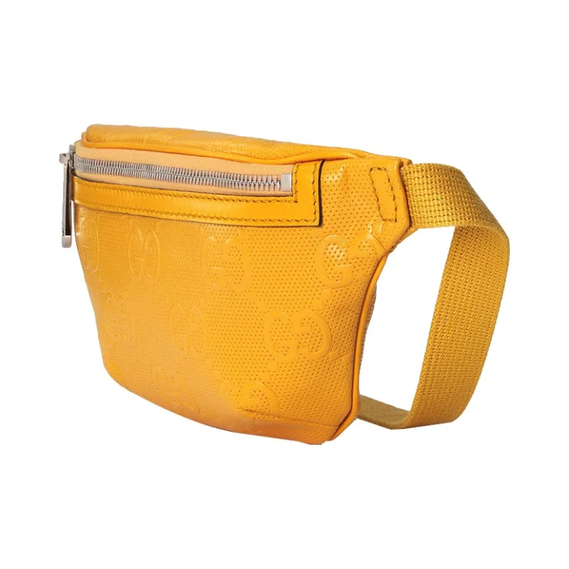 GUCCI Embossed Leather Belt Bag Yellow-1