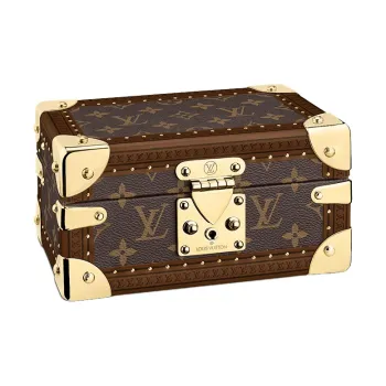 LOUIS VUITTON Coated Canvas Storage Box Hard Case Unisex Brown