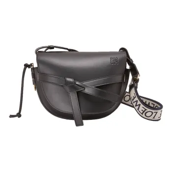 LOEWE Gate Cow Leather Patchwork Suede Handheld Shoulder Bag Crossbody Bag Small Size Women's Black
