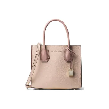 MICHAEL KORS Mercer Cow Leather Trunk Bag, Shoulder Bag, Crossbody Bag, Handbag Trumpets Women's Cream Pink