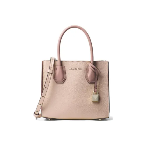 MICHAEL KORS Mercer Cow Leather Trunk Bag, Shoulder Bag, Crossbody Bag, Handbag Trumpets Women's Cream Pink