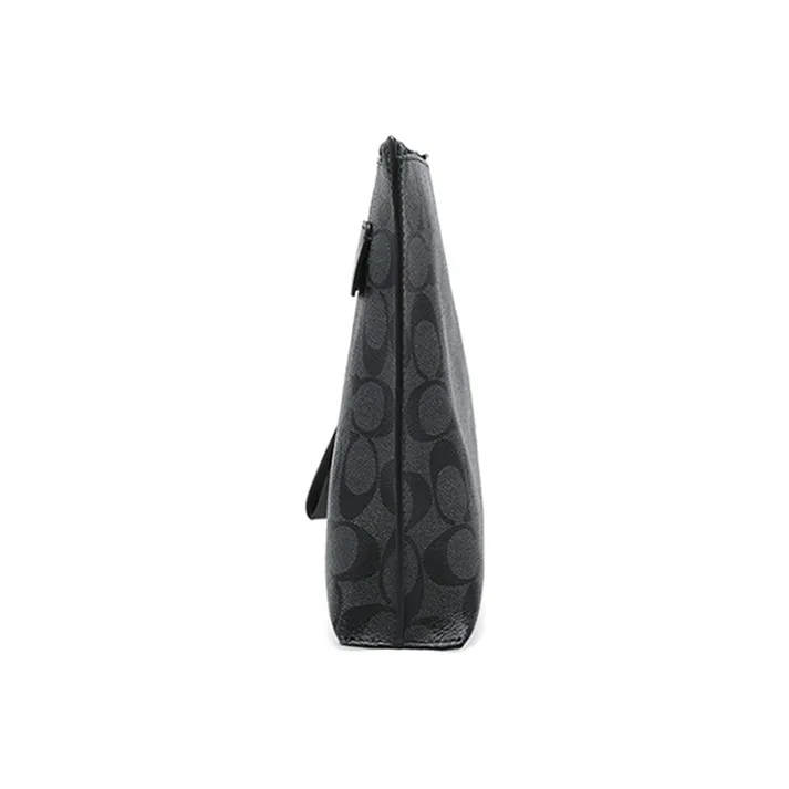 COACH Pouch Coated Canvas With Leather Clutch Large Size Men's Black-2