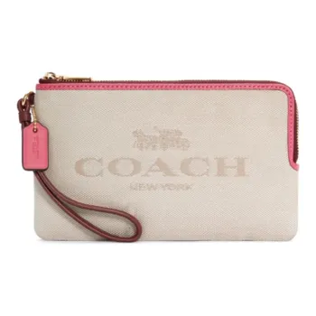 COACH Fabric Clutch Small Size Women's White & Pink