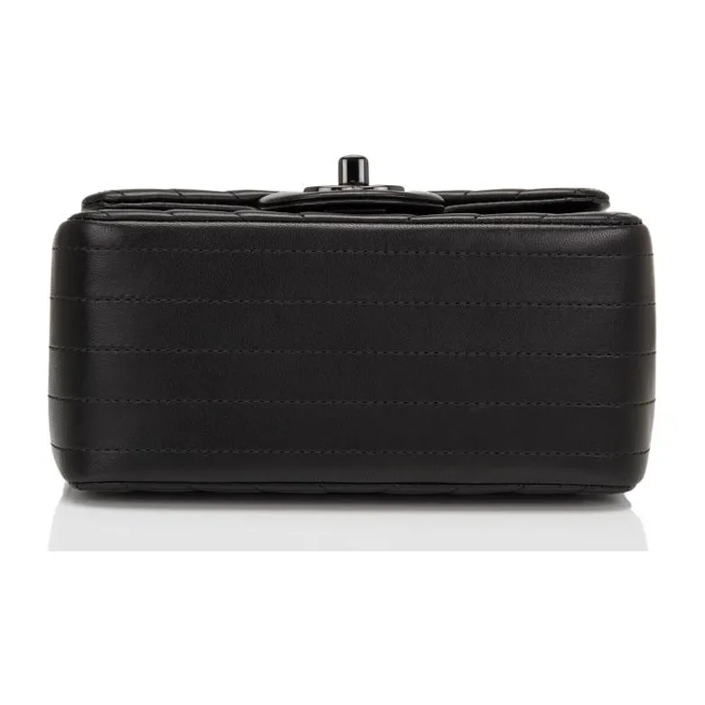 CHANEL So Black Sheepskin Shoulder Bag, Crossbody Bag Women's Black-3
