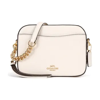 COACH Litchi Grain Leather Camera Bag Shoulder Bag Crossbody Bag Small Size Women's White
