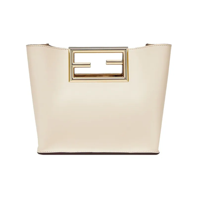 FENDI Calfskin Tote Bag Shopping Bag Shoulder Bag Crossbody Bag Handbag Small Size Women's White-2