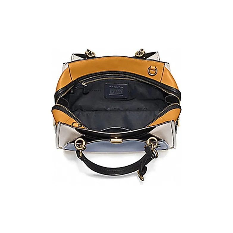 COACH Dreamer Leather Shoulder Bag Crossbody Bag Handbag Large Size Women's Yellow Blue Multicolor-3