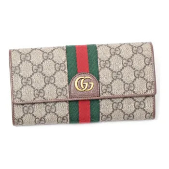 GUCCI Ophidia Canvas With Leather Canvas Bag Wallet Regular Unisex Beige Brown