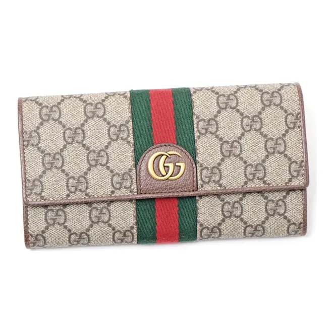 GUCCI Ophidia Canvas With Leather Canvas Bag Wallet Regular Unisex Beige Brown-0