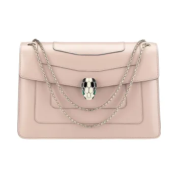 BVLGARI Serpenti Forever Calfskin Snake Head Bag Handbag Shoulder Bag Women's Pink
