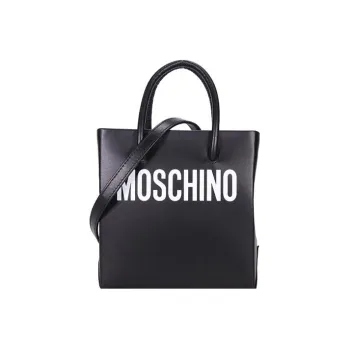 MOSCHINO Cow Leather Tote Bag Shopping Bag Crossbody Handbag Shoulder Bag Mini Women's Black