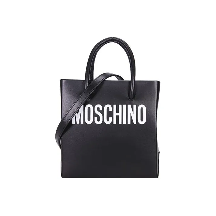 MOSCHINO Cow Leather Tote Bag Shopping Bag Crossbody Handbag Shoulder Bag Mini Women's Black-0