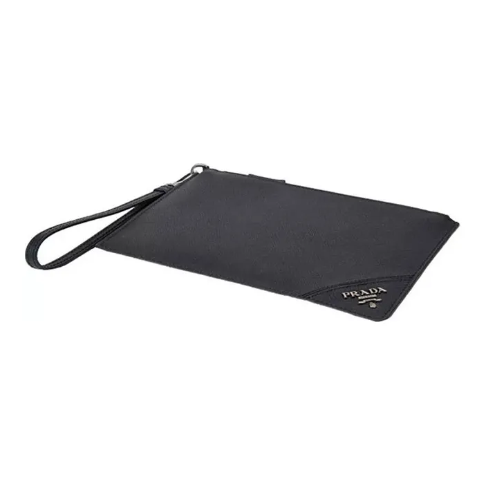 PRADA Leather Card Holder Coin Purse Clutch Men's Black-4