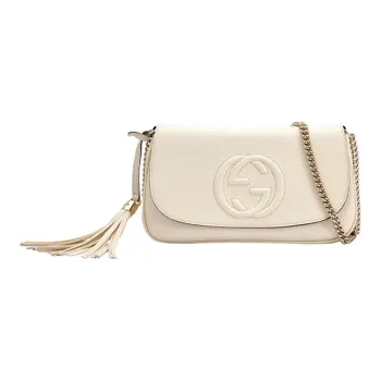 GUCCI Leather Shoulder Bag Women's White