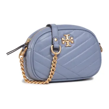 TORY BURCH Kira Leather Camera Bag, Crossbody Bag, Shoulder Bag Women's Taro Blue