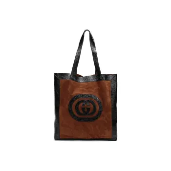 GUCCI Ophidia Suede Tote Combo Bag, Shoulder Bag Tubas Unisex Chestnut & Black