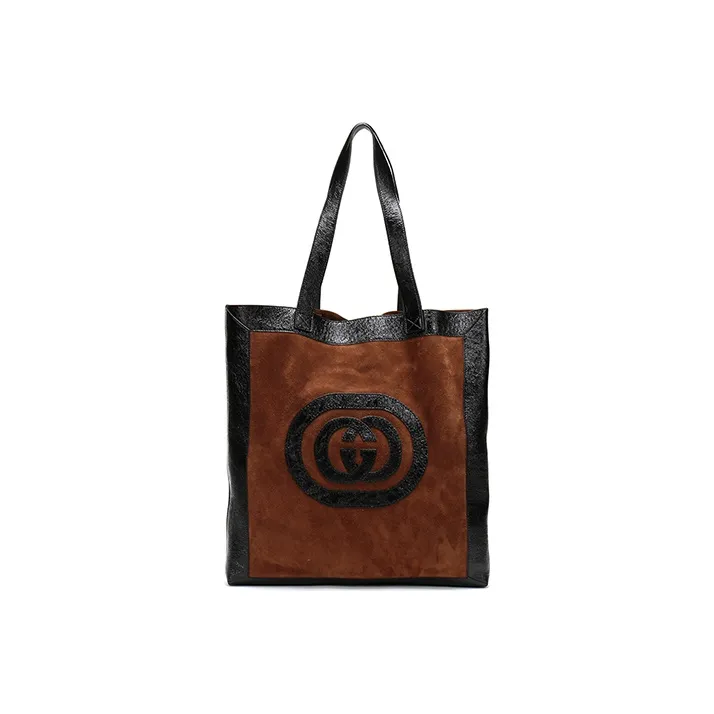 GUCCI Ophidia Suede Tote Combo Bag, Shoulder Bag Tubas Unisex Chestnut & Black-0