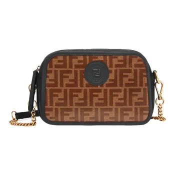 FENDI Coated Canvas With Leather Camera Bags Crossbody Bag Shoulder Bag Regular Women's Brown/Black
