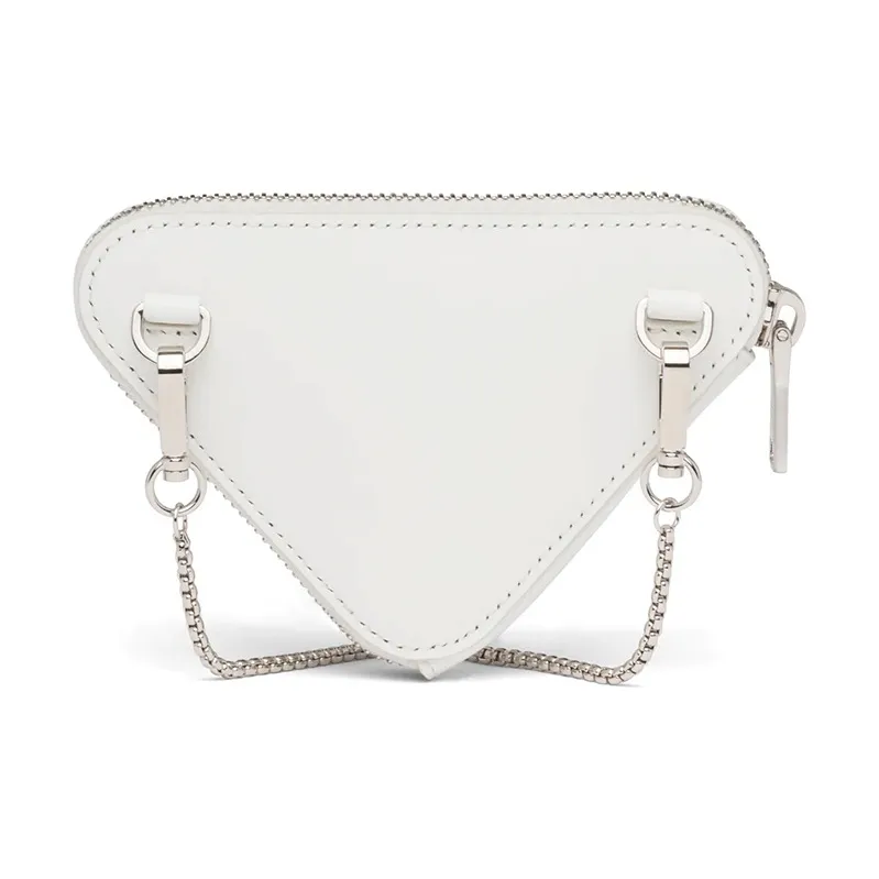 PRADA Leather Crossbody Clutch Mini Women's White-1