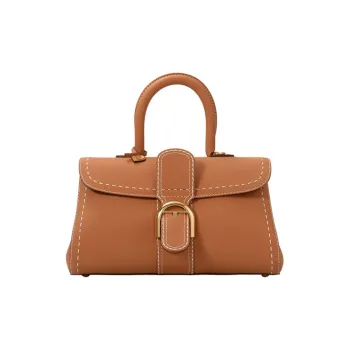 Delvau Brillant East/West Grained Calfskin Shoulder Bag Crossbody Bag Handbag Mini Women's Brown