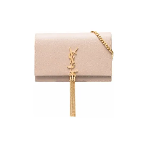 SAINT LAURENT KATE Cow Leather Fringe Wallet Crossbody Bag Shoulder Bag Women's Beige