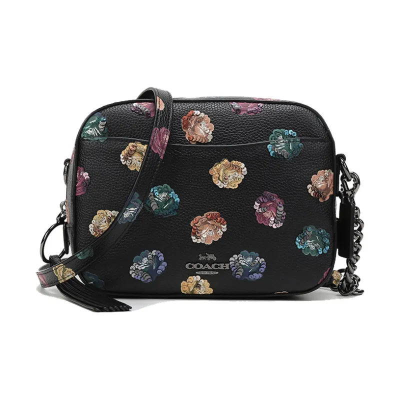 COACH Camera Leather Camera Bag Shoulder Bag Crossbody Bag Small Size Women's Black-0