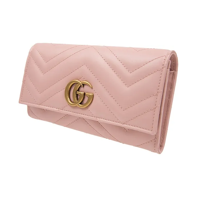GUCCI GG Marmont Quilting Leather Wallet Women's Pink-1