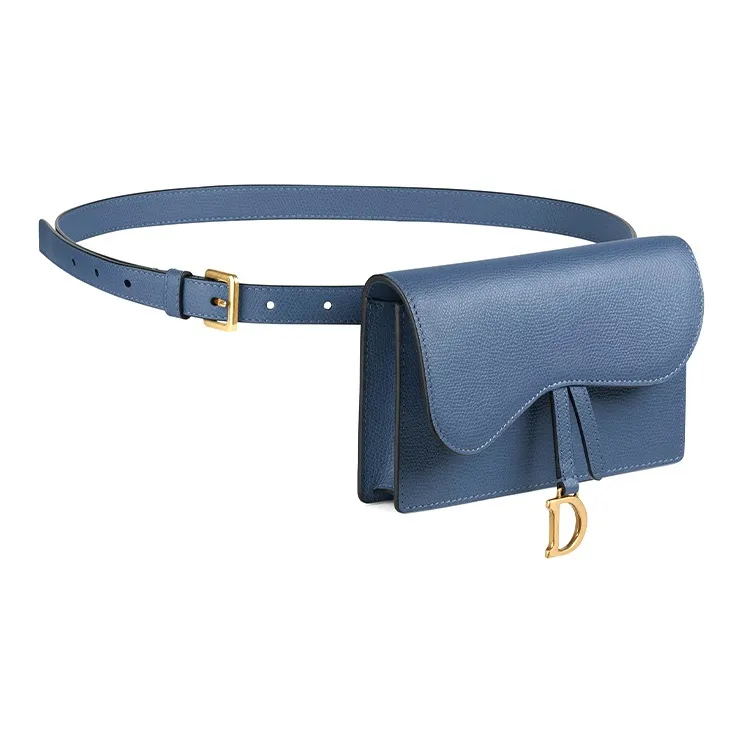 DIOR Saddle Cow Leather Fanny Pack Regular Women's Denim Blue-1