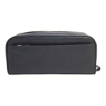 COACH Travel Kit Leather Travel Bag Clutch Toiletry Makeup Bag Unisex Black