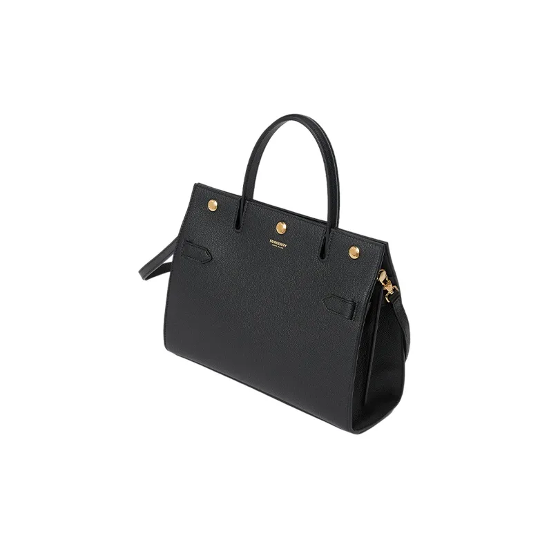 Burberry Title Leather Cow Leather Shoulder Bag Crossbody Bag Handbags Small Size Women's Black-1