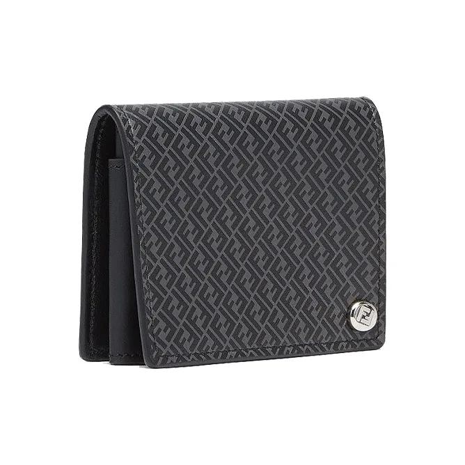 FENDI Cow Leather Wallet Men's Black-1